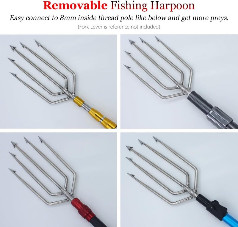 Dutiplus Large Fishing Harpoon 1~11 Prong Barded Stainless Steel Hunting Fish Gig Gaff Fork Hook with 8mm Screw for Catching Big Fish Mole Big Bullfrog - Image 5